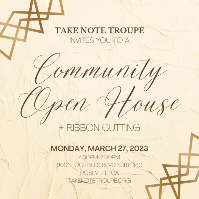 Community Open House Invitation for Take Note Troupe