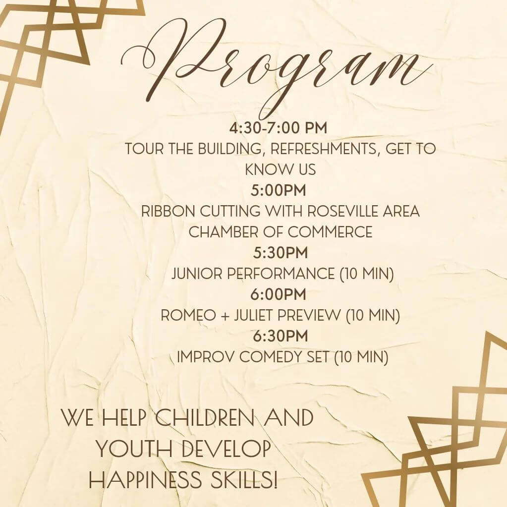 Roseville Performing Arts Community Open House Program Details for Take Note Troupe