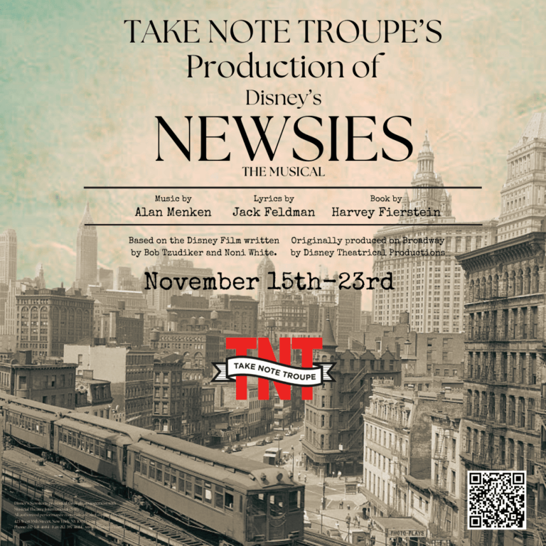 disney's newsies poster musical theater november show roseville california placer county show