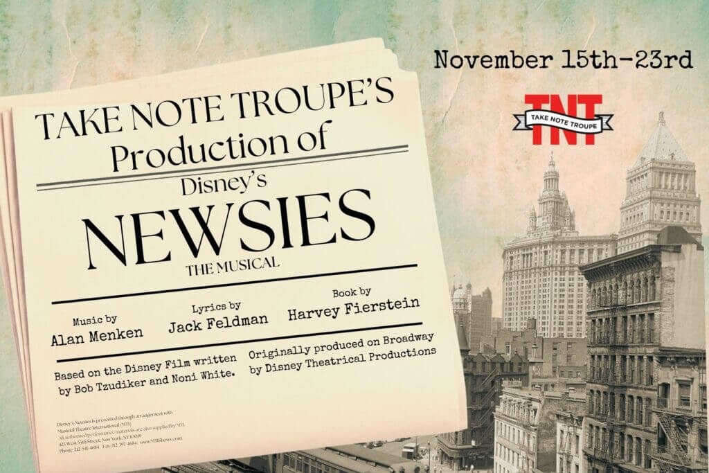 disney's newsies poster musical theater november show roseville california placer county show